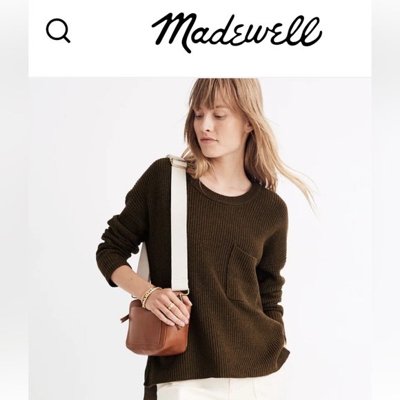 Madewell Sweaters - Madewell Thompson Pocket Pullover Sweater Heather Elm Green Size Medium